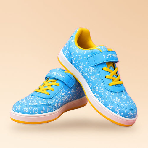 Doodledrift Blue Scribble Kids Sneakers