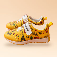 Globetrotters Seven Wonders Yellow Kids Sneakers